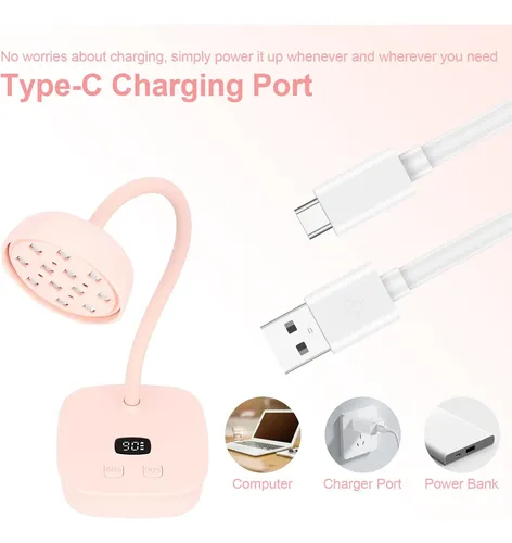 Lámpara Uv Led Para Uñas Rosa Con Sensor Y Temporizador