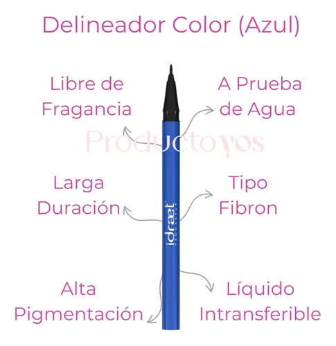 Delineador Liquido A Prueba De Agua Color Azul Idraet