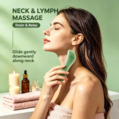 Herramienta Gua Sha Jade Verde Masaje Facial Y Muscular