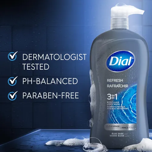 Jabón Facial Y Corporal 3 En 1 De Dial Men Hydro Fresh, 32 O