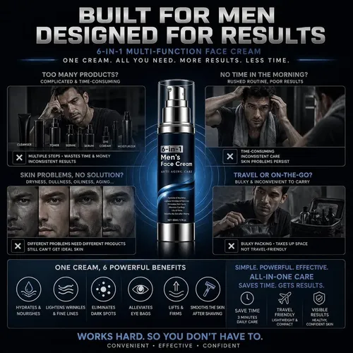 Crema Facial 6-en-1 Para Hombres Waeski, 1.76 Fl Oz