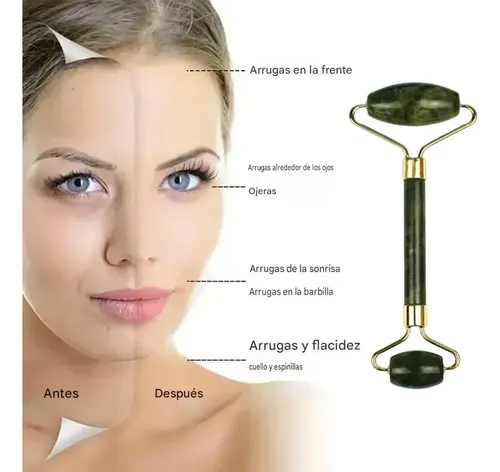 Masajeador Set X2 Doble Rodillo Jade Facial Corporal Drenaje Veoquiero