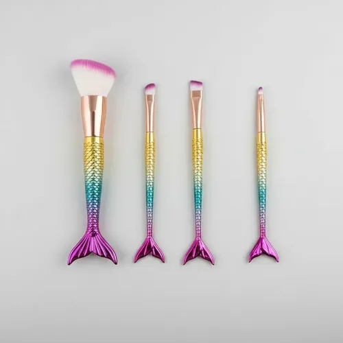 Set De Brocha X4 Cola De Sirena Make Up Maquillaje Suave