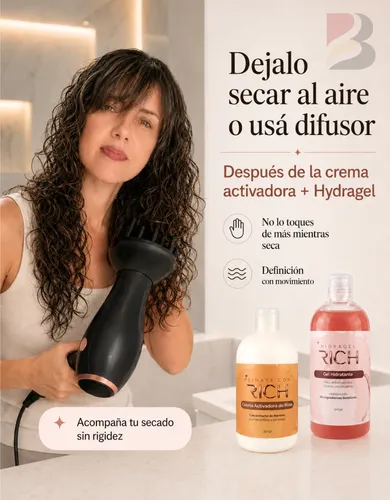 Gel Rich Cova+crema De Peinar Activadora+peine Definidor