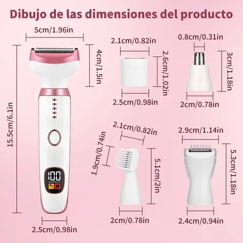 Cc Depiladora 5en1 Recargable Sin Dolor Facial/cuerpo X