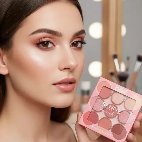 Paleta Sombras Nude Saniye Pink Nudes 9 Tonos Mate Brillos Tono 01