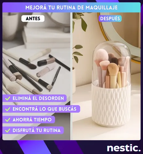 Organizador Brochas Pinceles Maquillaje Giratorio Nórdico