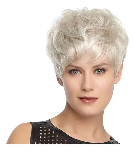 /#*cabello Liso Corto Blanco For Mujer A La Moda Y A La Moda