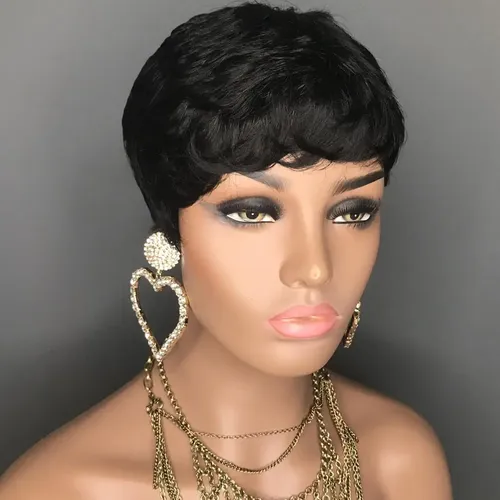 Pelucas Cortas De Pelo Negro Para Mujer, Pelucas Para Cortar