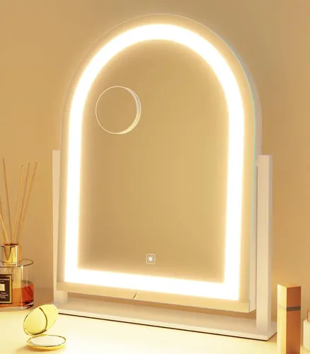 Espejo Maquillaje Led Blanco Grande Con Luz Y Aumento