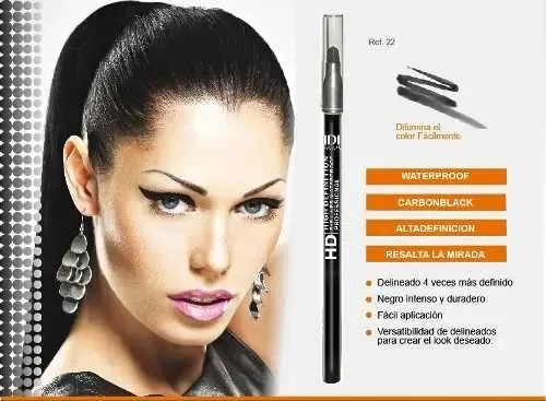 Delineador Retráctil Negro IDI Make Up HD Hipoalergénico Larga Duración