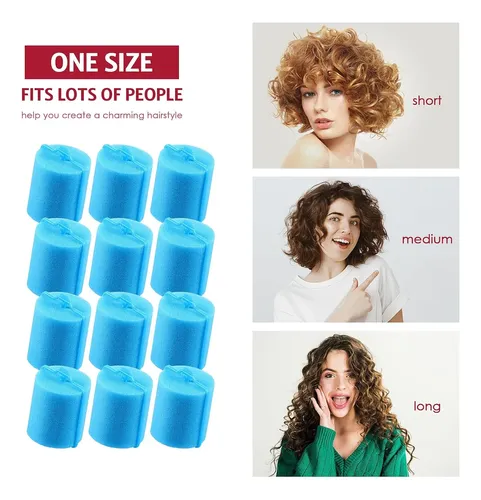 Rulos De Espuma Grandes Azules 12 Pcs Para Peinar