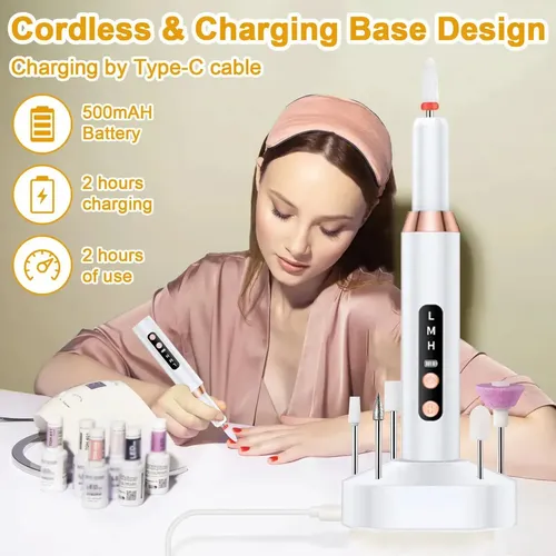 Pulidor Recargable Para Uñas Manos Y Pies Blanco