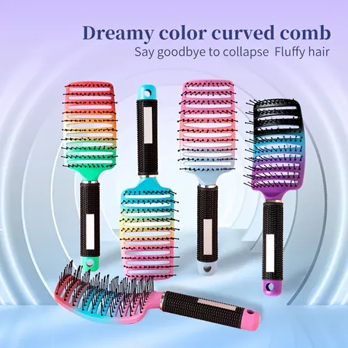 Peine Rizos Curvo Hueco Masaje Cabello Mojado Seco