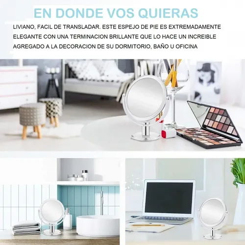 Espejo Vidrio Doble Aumento X3 23cm Alt X 17cm Acrílico 360