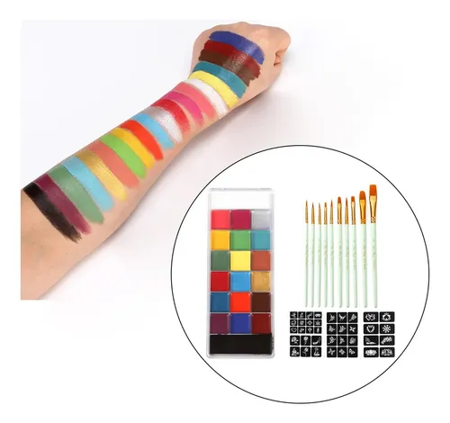 20 Colores Cara Cuerpo Pintura Paletas Halloween Verde