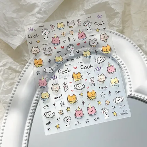 Pegatinas Planas De Uñas Con Gatito Lindo