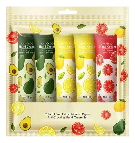 Set 5 Cremas Manos Frutales 30g Hidratantes
