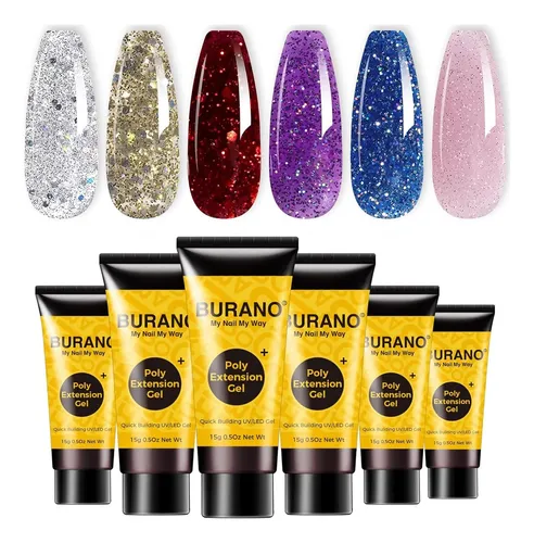 Kit De Gel Extensión Uñas Burano Poly 6 Colores
