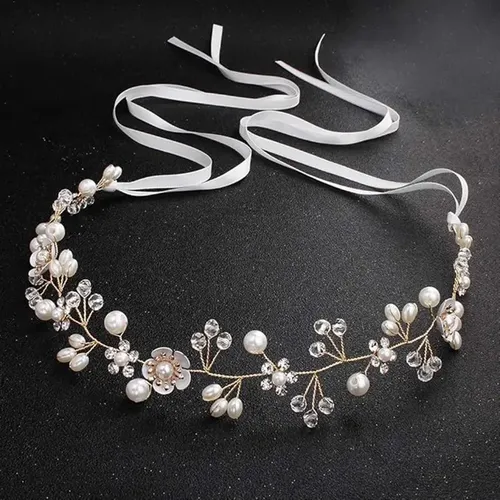 S Diadema Nupcial Con Perlas De Cristal, Estilo Bohemio