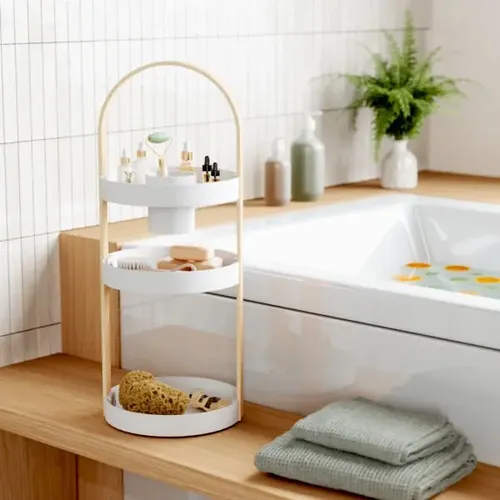 Organizador De Maquillaje Umbra Bellwood 3 Niveles Color Madera