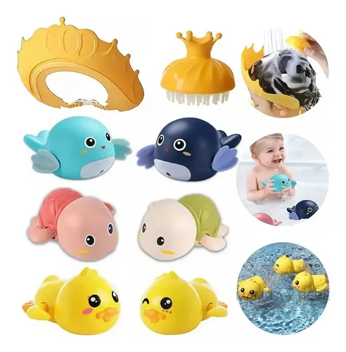 8pzs Juguetes Baño Para Bebé Gorro Ducha Cepillo Champú