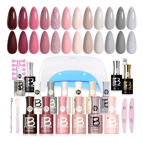 Kit Uñas Gel 12 Colores Uv Base Top Coat Aceite