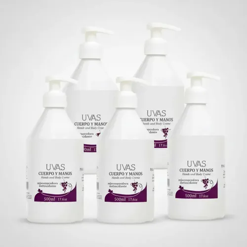 Crema Cuerpo Y Manos 500ml X 5 Unidades Uvas Cosméticos