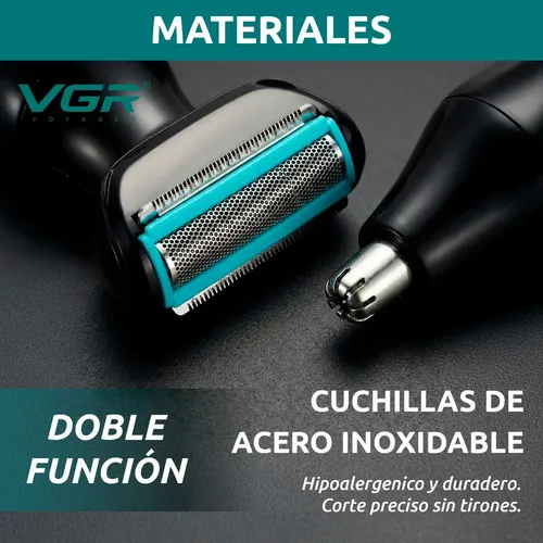 Afeitadora Eléctrica Vgr V-601 Intima Corporal Nariz 2 En 1 Color Verde