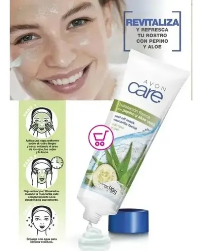 Avon Care mascarilla facial de limpieza peel off con aloe vera y pepino