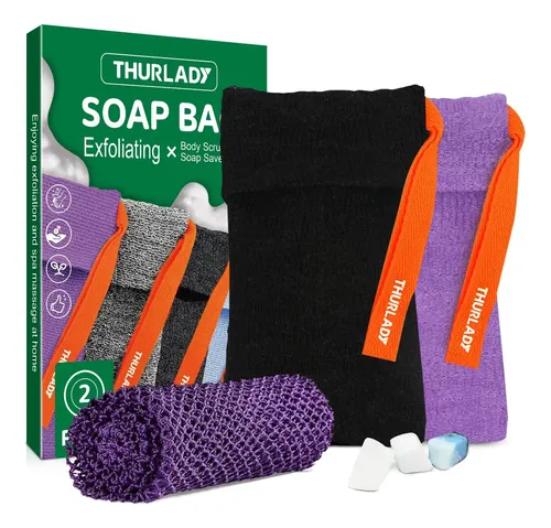 Bolsa Exfoliante Para Jabón X2 Colores Negro Y Violeta