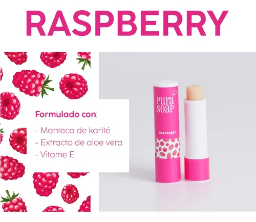 Bálsamo Labial Hidratante Raspberry Frambuesa Pura Soap