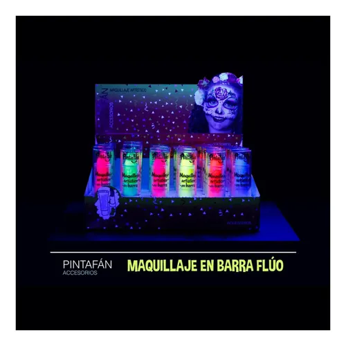 Combo Kit Maquillaje Neon Fluo Corporal Brilla Luz Uv