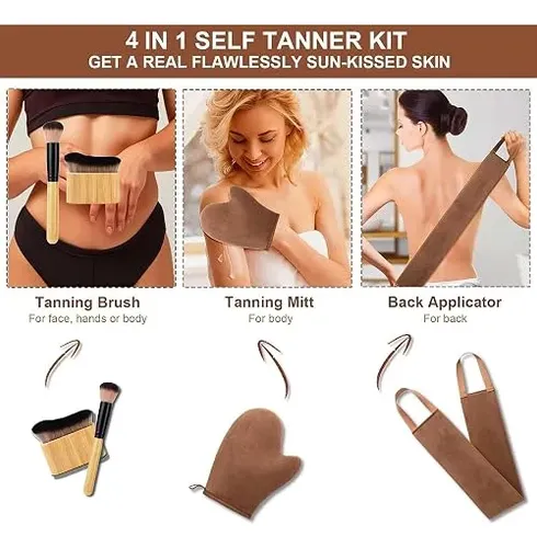 Ansphie Set Guante Aplicador Bronceado 4 En 1 Pincel