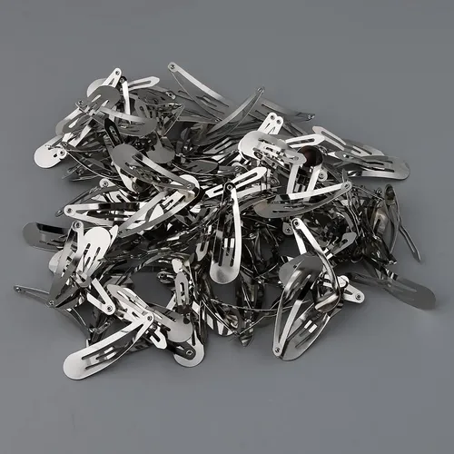 2 Lote De 100 Pinzas De Pelo De Metal Plateado De 50 Mm Con