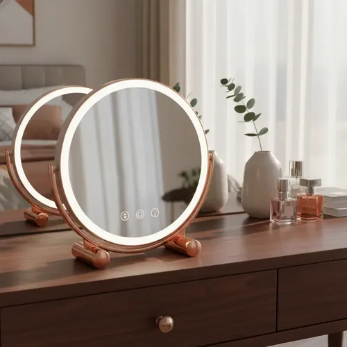 Espejo Redondo Cosmetic Mirror Con Luces Led Batería