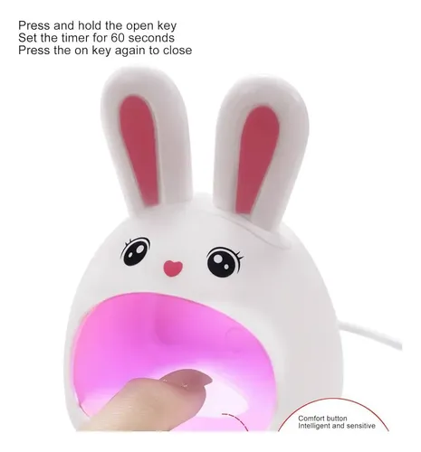 Mini Cabina Uñas LED UV Skinar Secado Rápido 60s Conejito Gatito