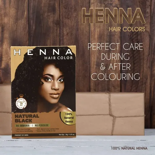 Tinte Semipermanente Negro Natural Con Henna Para El Cabello