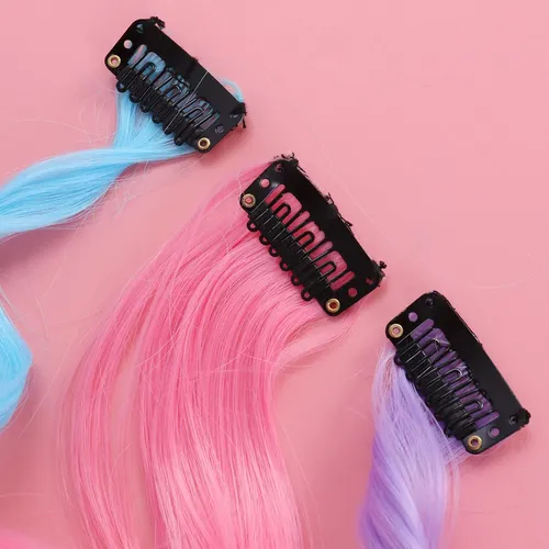 22 Extensiones De Cabello Rizado Con Clip De Colores