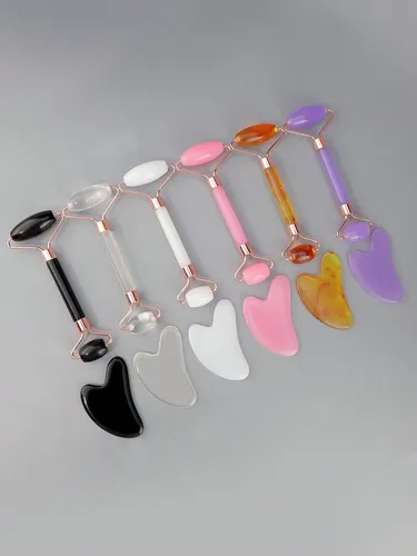 Rodillo Facial De Masaje Con Forma De Rosa Rosa Sha, 2 Unida Rojo