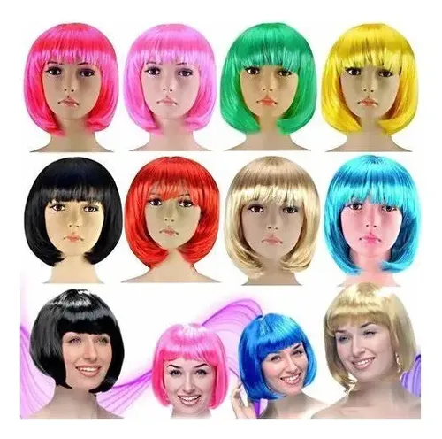 12 Gorros Galeras Pelucas Combo Cotillon Color Fluo Carioca