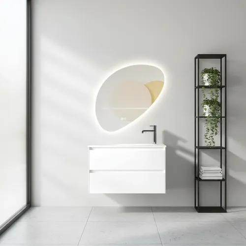 Espejo Led Irregular Diagonal Para Baño Boton Tactil y Antiempañe Gloa