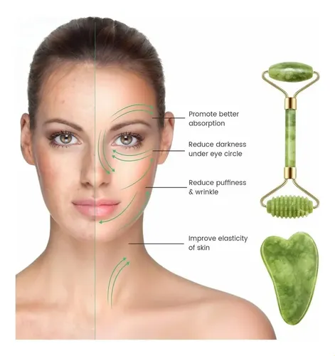 Kit De Rejuvenecimiento F #a Rodillo Masaje Facial Y Jade Gu