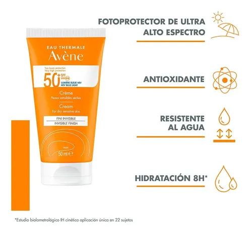 Avene Protector Solar Fps50 Crema Facial Con Color Pieles Secas Sensibles