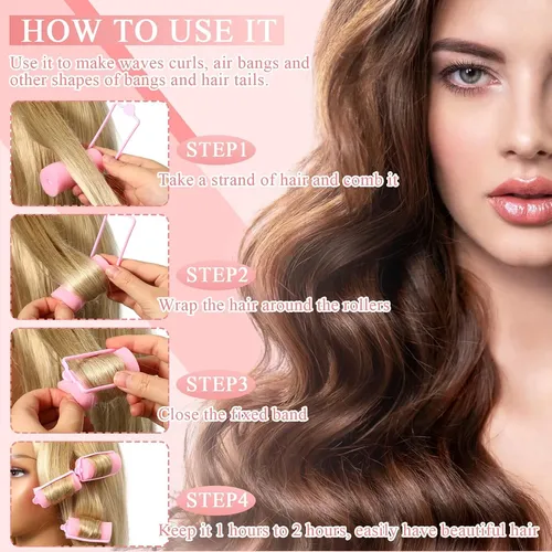 18 Rulos De Espuma Suave Para El Cabello, Color Rosa