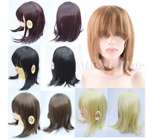 Pelucas Cortas Carre Cosplay Kanekalon Castaño Oscuro