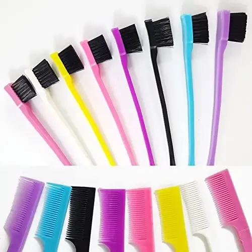 Yoohua 24pcs Cepillo Para Bordes Del Cabello, Peine Para El Azul, Púrpura, Rosa.