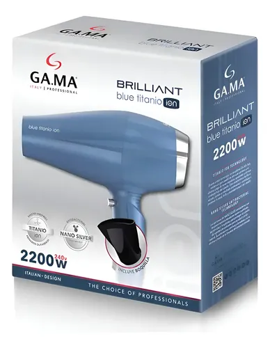 Brilliant Blue Titanio Secador Pelo Gama Ion Profesional 3c