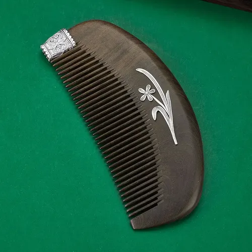 Peine De Cabello De Plata S925 Con Madera De Sándalo Antistá