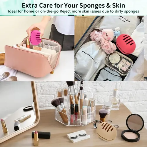 2 Piezas Soporte Silicona Para Esponjas Maquillaje